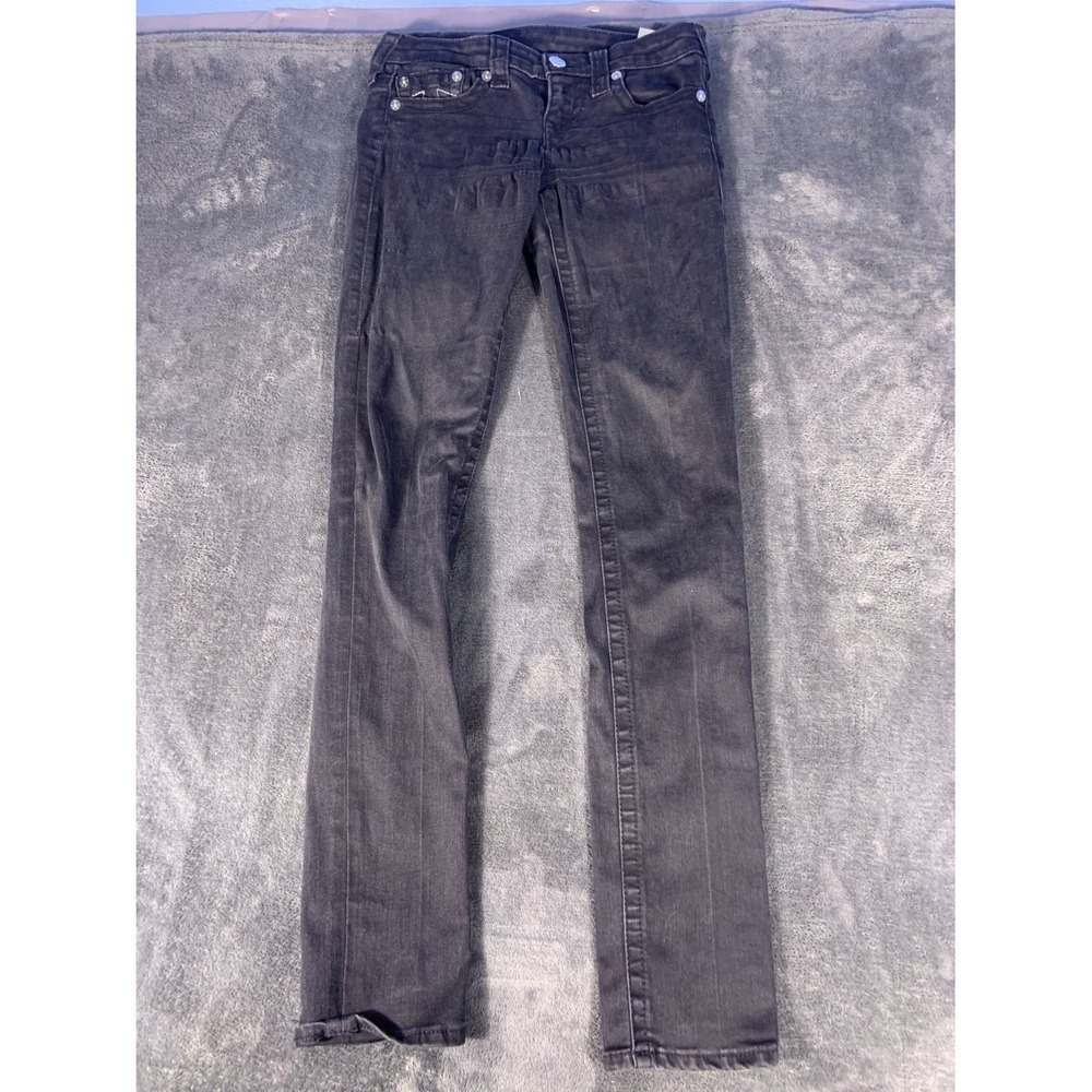 True Religion Low Rise Skinny Jeans Women Size 27 Black Contrast Stitch